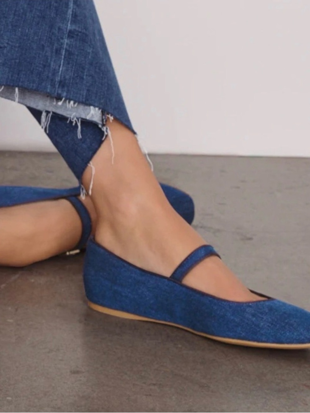 Marc Fisher Denim Blue Mary Jane Flats with Slim Strap